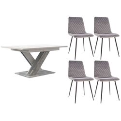 Set de sufragerie Prospero Bronx White/Stone + Signal Irys Velvet Black/Gray (1+4)