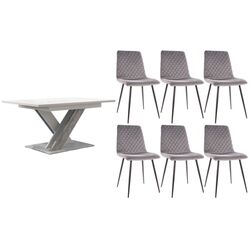 Set de sufragerie Prospero Bronx White/Stone + Signal Irys Velvet Black/Gray (1+6)