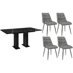 Set de sufragerie Prospero Gloss Black Gloss + Signal Chic Matt Velvet Black/Gray (1+4)