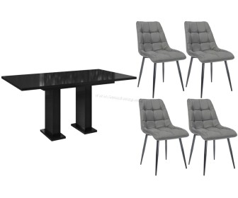 Set de sufragerie Prospero Gloss Black Gloss + Signal Chic Matt Velvet Black/Gray (1+4)