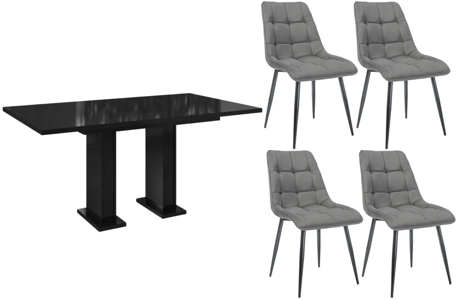 Set de sufragerie Prospero Gloss Black Gloss + Signal Chic Matt Velvet Black/Gray (1+4)