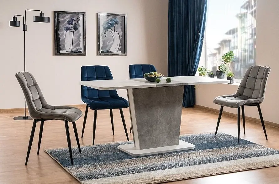 Set de sufragerie Prospero Gloss Black Gloss + Signal Chic Matt Velvet Black/Gray (1+6)