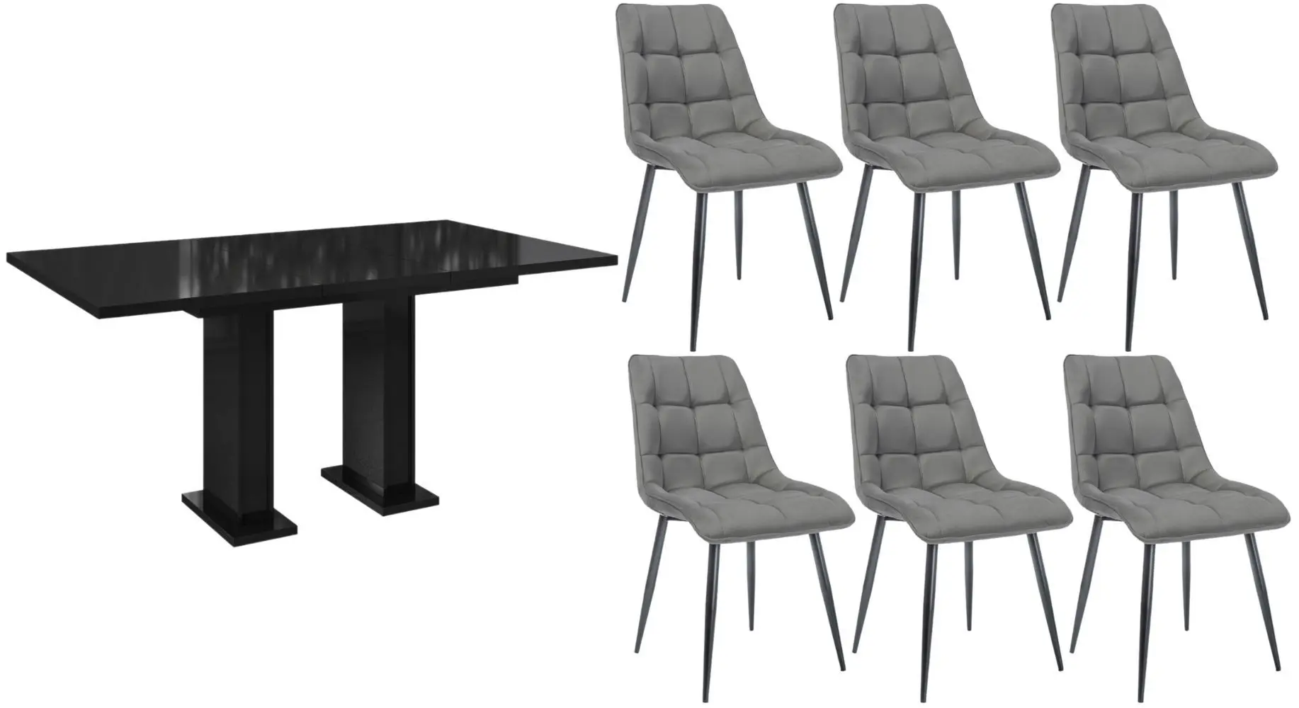 Set de sufragerie Prospero Gloss Black Gloss + Signal Chic Matt Velvet Black/Gray (1+6)