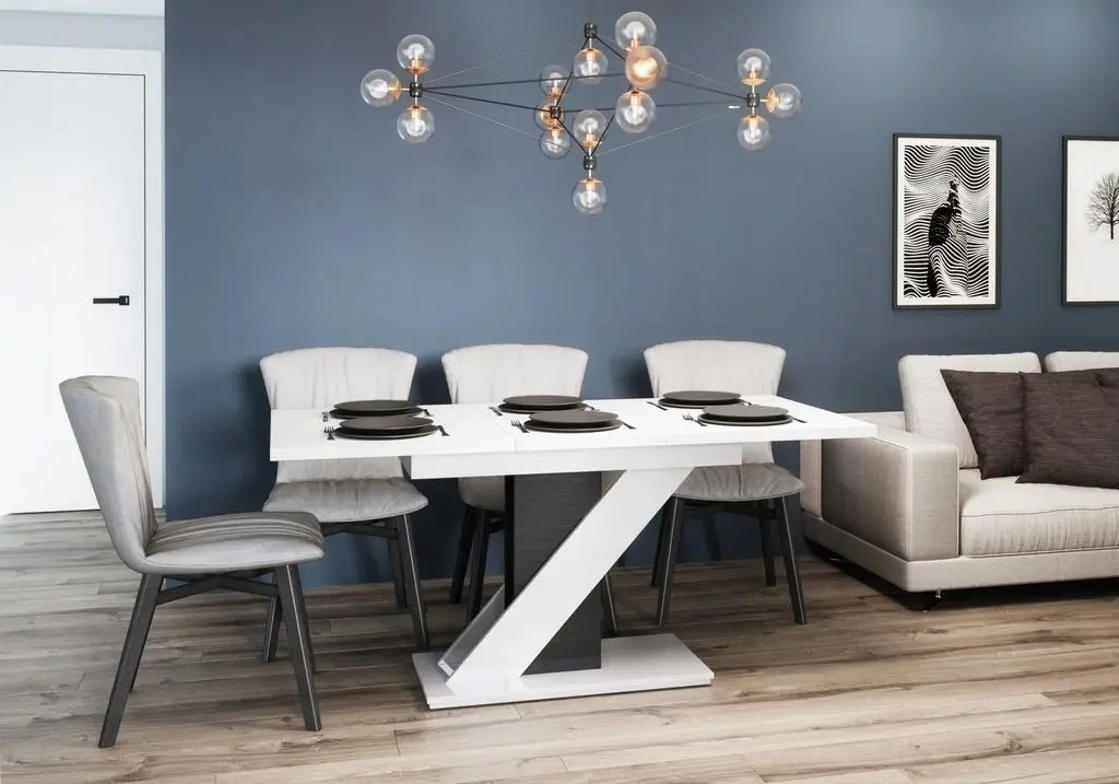 Обеденный набор Prospero Meva White Gloss/Black Gloss + Signal Rip Velvet Black (1+6)