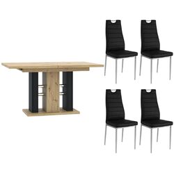 Set de sufragerie Prospero Wild + Signal H260 Eco Artisan Oak/Black/Chrome (1+4)