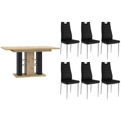 Set de sufragerie Prospero Wild + Signal H260 Eco Artisan Oak/Black/Chrome (1+6)