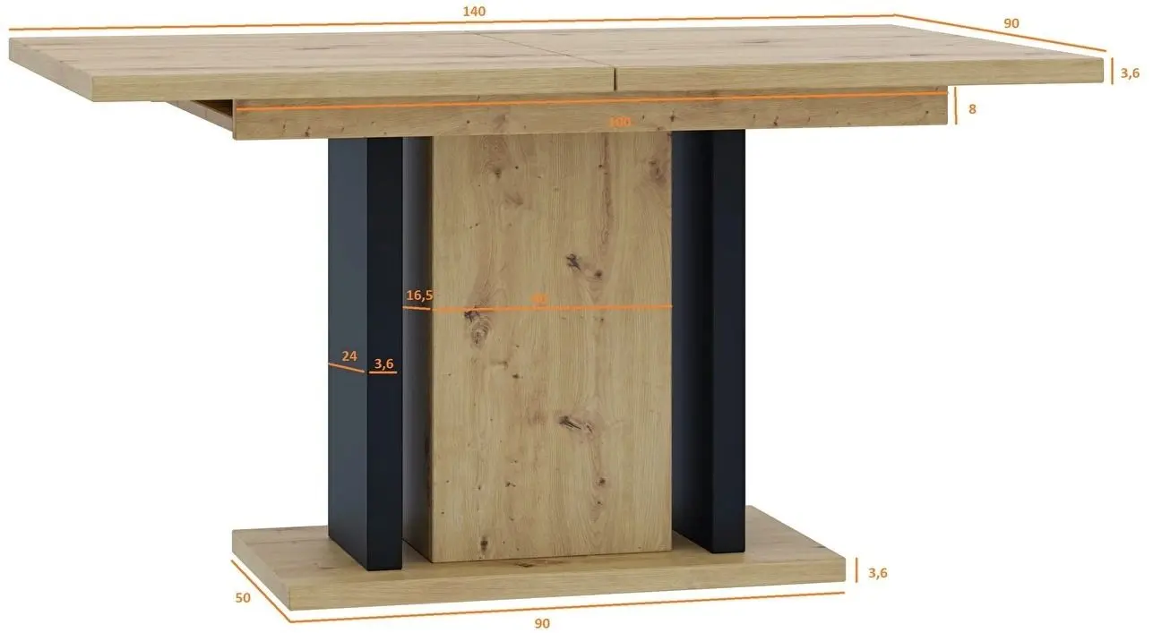 Set de sufragerie Prospero Wood + Signal Mila Velvet Artisan Oak/Black (1+4)