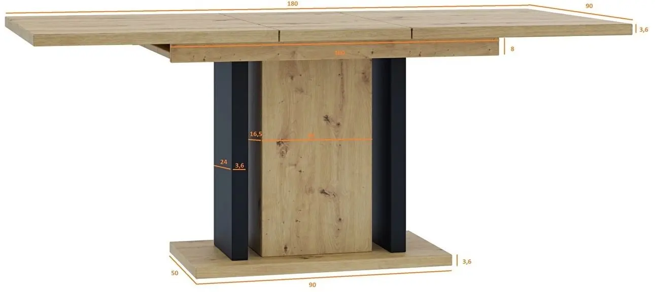 Set de sufragerie Prospero Wood + Signal Mila Velvet Artisan Oak/Black (1+4)