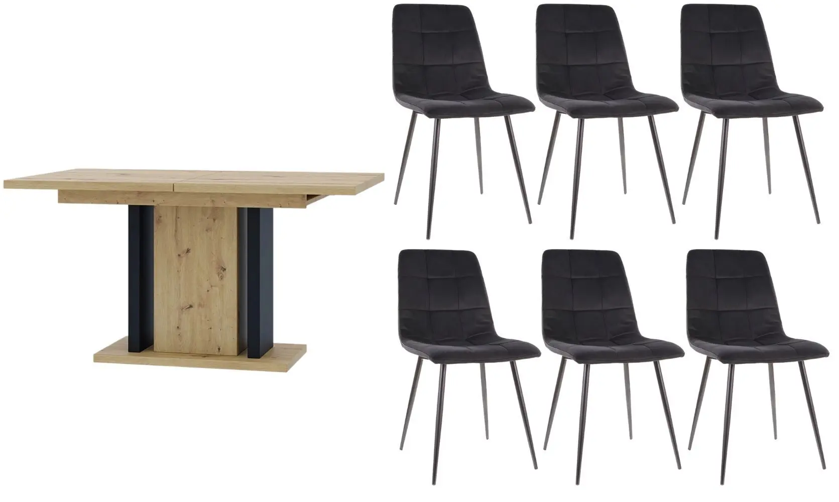 Обеденный набор Prospero Wood + Signal Mila Velvet Artisan Oak/Black (1+6)