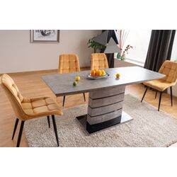 Обеденный набор Signal Leonardo Concrete + Chic Velvet Curry/Black Thumb