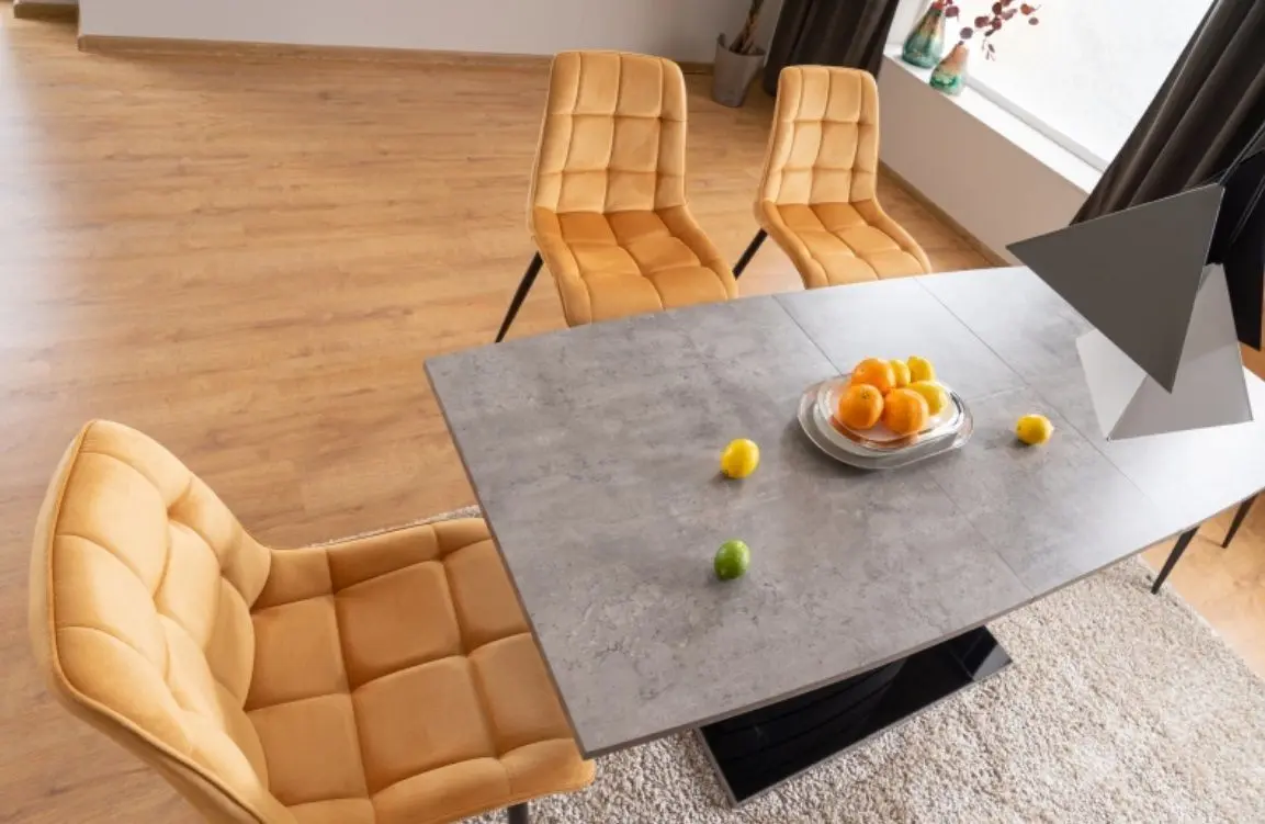 Обеденный набор Signal Leonardo Concrete + Chic Velvet Curry/Black