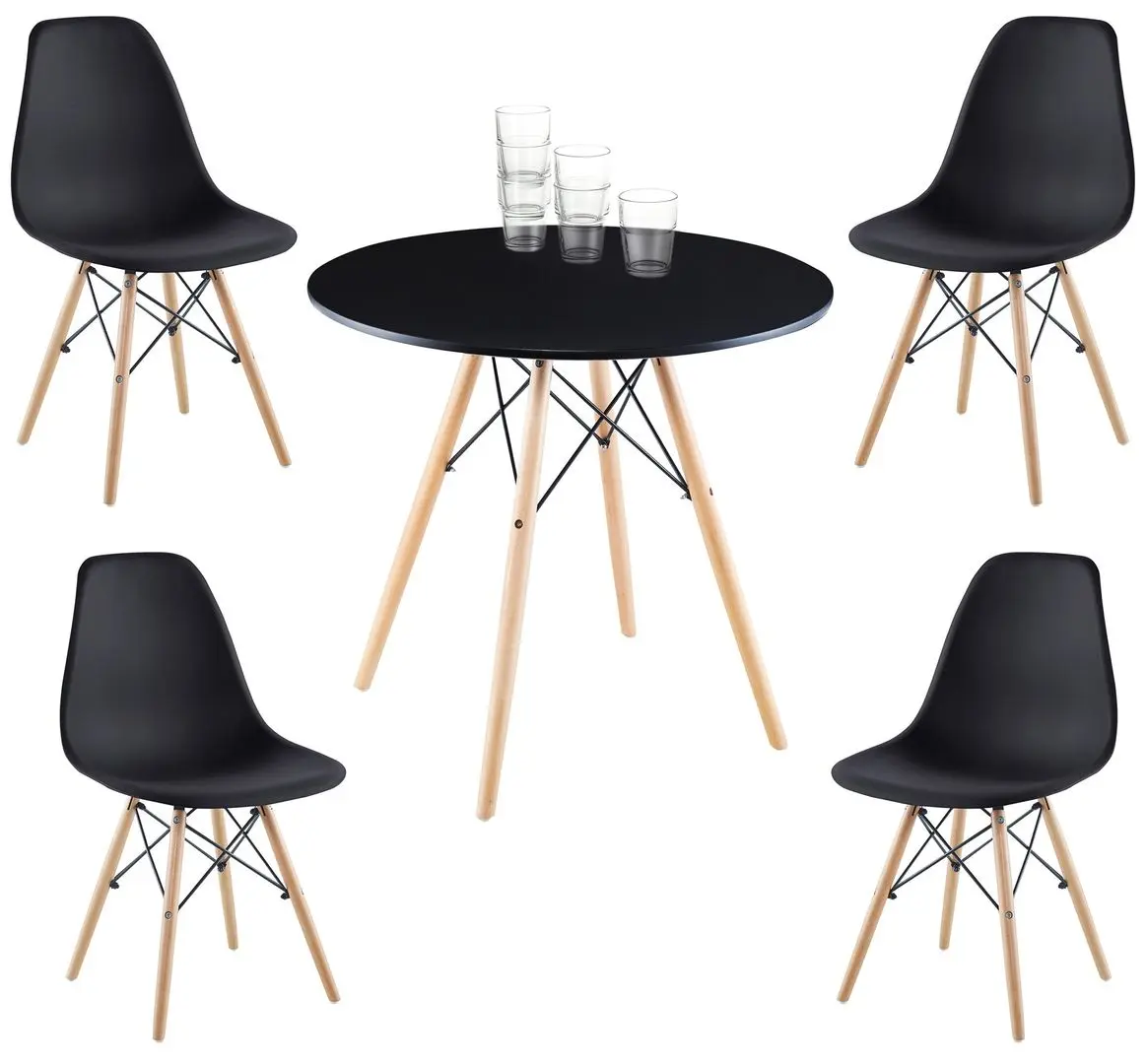 Set masa scaune Smad Garden Reko №2 60x60 (Black/Wood)