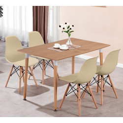 Set de sufragerie Sunrise T-03 Sonoma Oak/Beech + C-01 Beige/Beech (1+4)