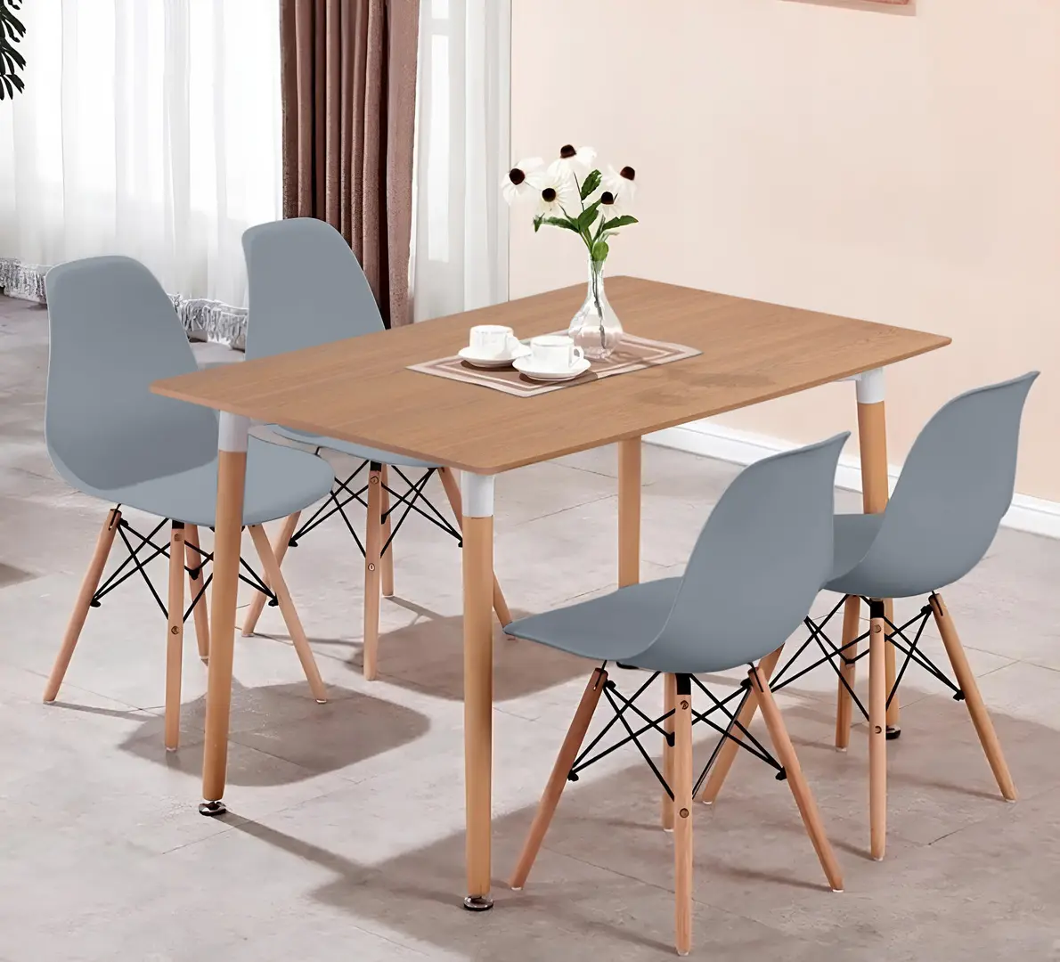 Set de sufragerie Sunrise T-03 Sonoma Oak/Beech + C-01 Gray/Beech (1+4)