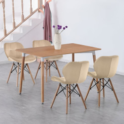 Set de sufragerie Sunrise T-03 Sonoma Oak/Beech + C-22 Beige/Beech (1+4)