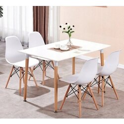 Set de sufragerie Sunrise T-03 White/Beech + C-01 White/Beech (1+4)