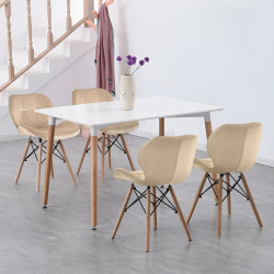 Set de sufragerie Sunrise T-03 White/Beech + C-22 Beige/Beech (1+4)