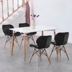 Set de sufragerie Sunrise T-03 White/Beech + C-22 Black/Beech (1+4)