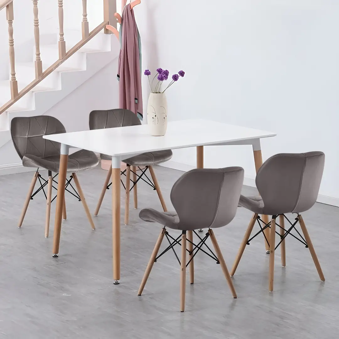 Обеденный набор Sunrise T-03 White/Beech + C-22 Gray/Beech (1+4)