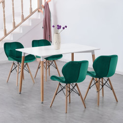 Set de sufragerie Sunrise T-03 White/Beech + C-22 Green/Beech (1+4)