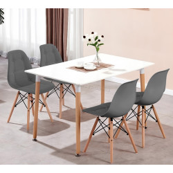 Set de sufragerie Sunrise T-03 White/Beech + C-24 PU Gray/Beech (1+4)