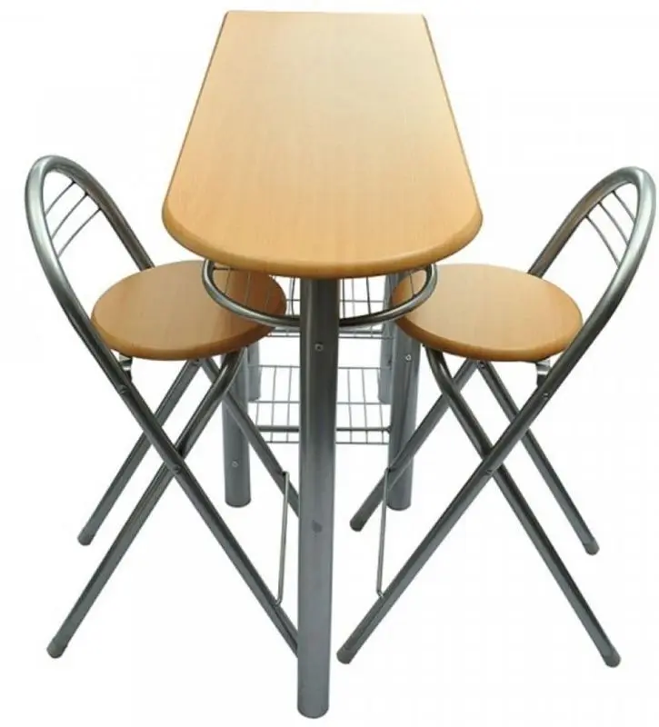 Set masa scaune Tempo Kondela Boxer 120x40 Beech/Silver (1+2)