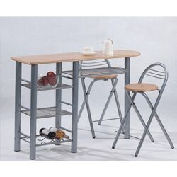 Обеденный набор Tempo Kondela Boxer 120x40 Beech/Silver (1+2) Thumb