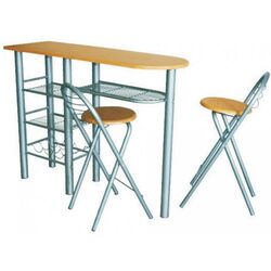 Set masa scaune Tempo Kondela Boxer 120x40 Beech/Silver (1+2)