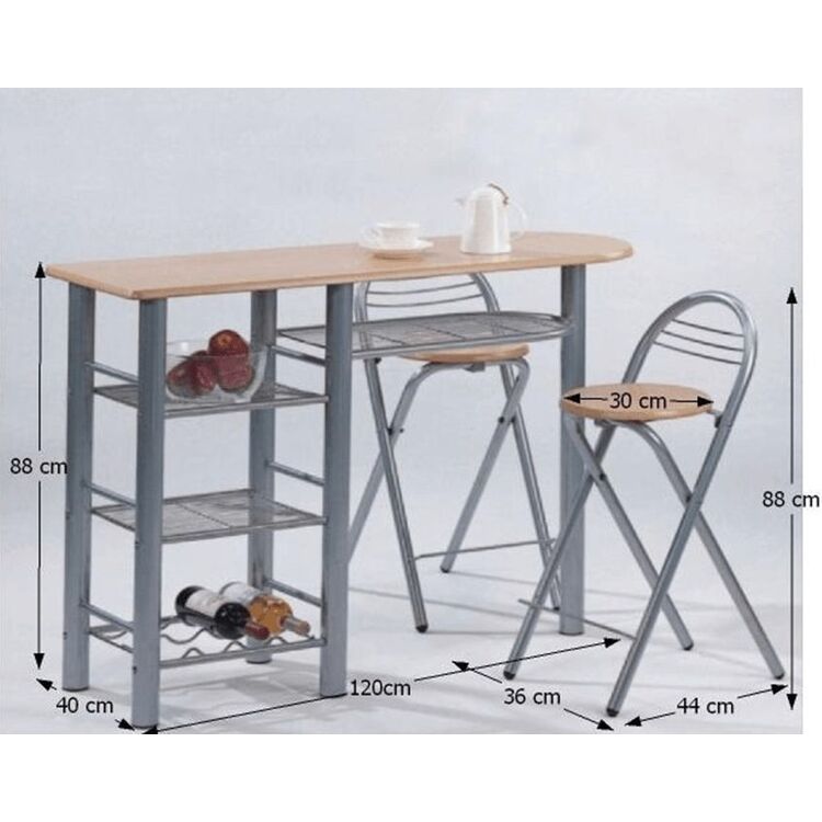 Обеденный набор Tempo Kondela Boxer 120x40 Beech/Silver (1+2)