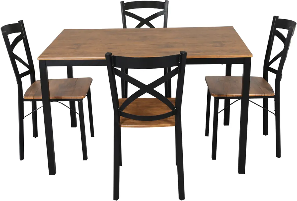 Set de sufragerie Tempo Kondela Haim 1+4 (Dark Oak/Black)