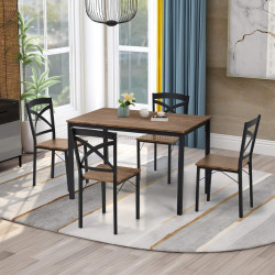 Set de sufragerie Tempo Kondela Haim 1+4 (Dark Oak/Black)