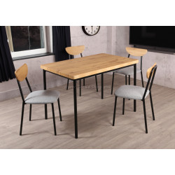 Set de sufragerie Tempo Kondela Madio 1+4 (Light Oak/Grey/Black)