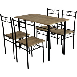 Set de sufragerie Tempo Kondela Paon 1+4 (Light Oak/Black) Thumb