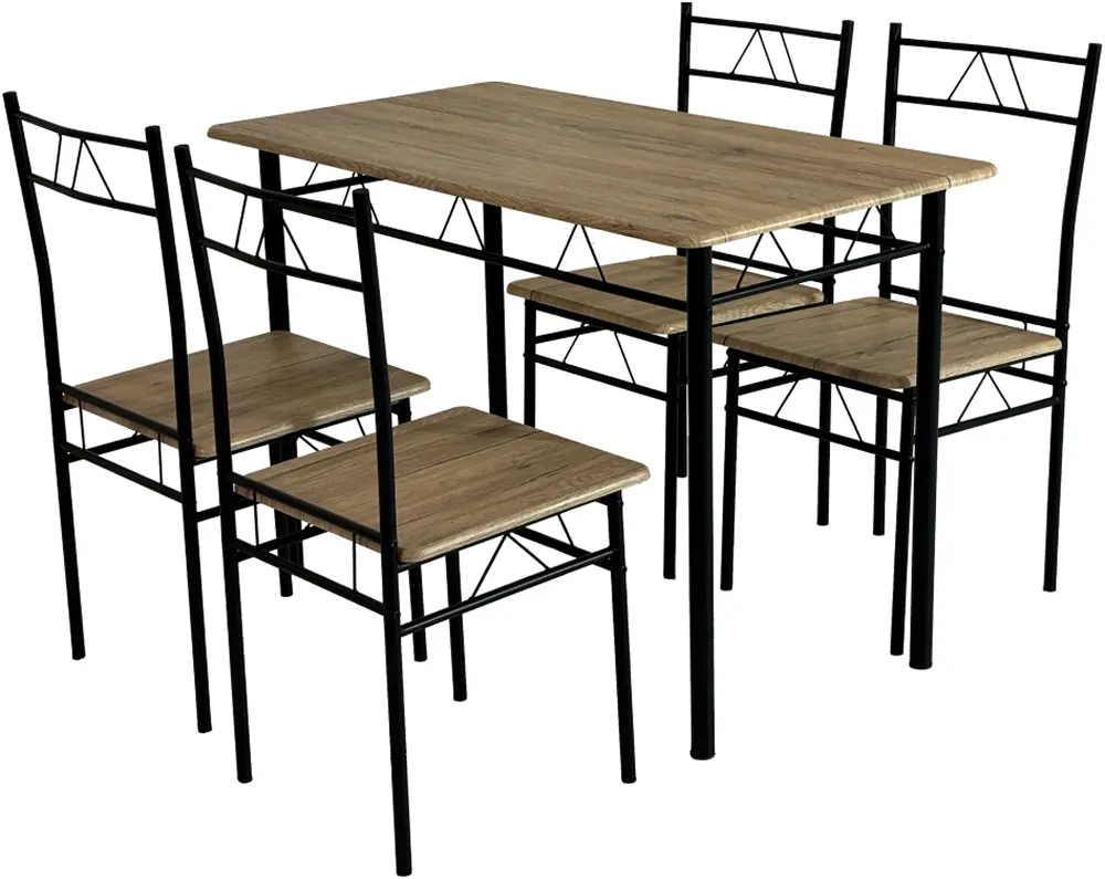 Set de sufragerie Tempo Kondela Paon 1+4 (Light Oak/Black)