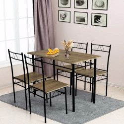 Set de sufragerie Tempo Kondela Paon 1+4 (Light Oak/Black)