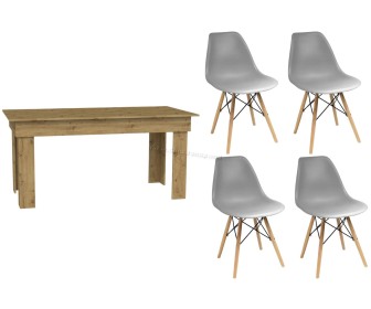 Set de sufragerie TopEshop Madras Artisan Oak + Jumi Eva SD-972063 Gray (1+4)