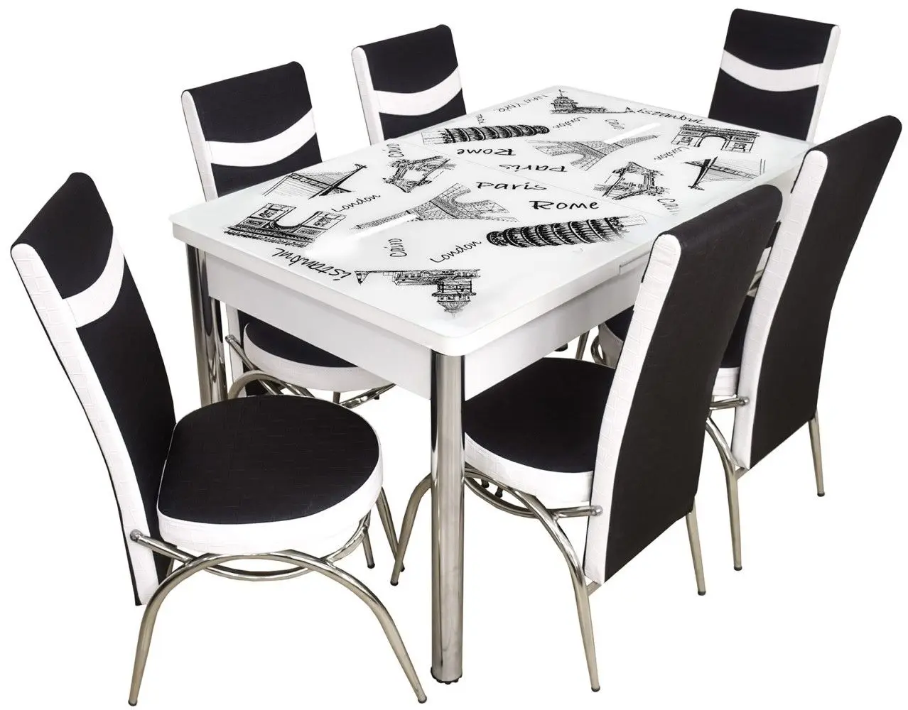 Обеденный набор VLM Kelebek II 0316 Merchan 1+6 (Black/White) - 2