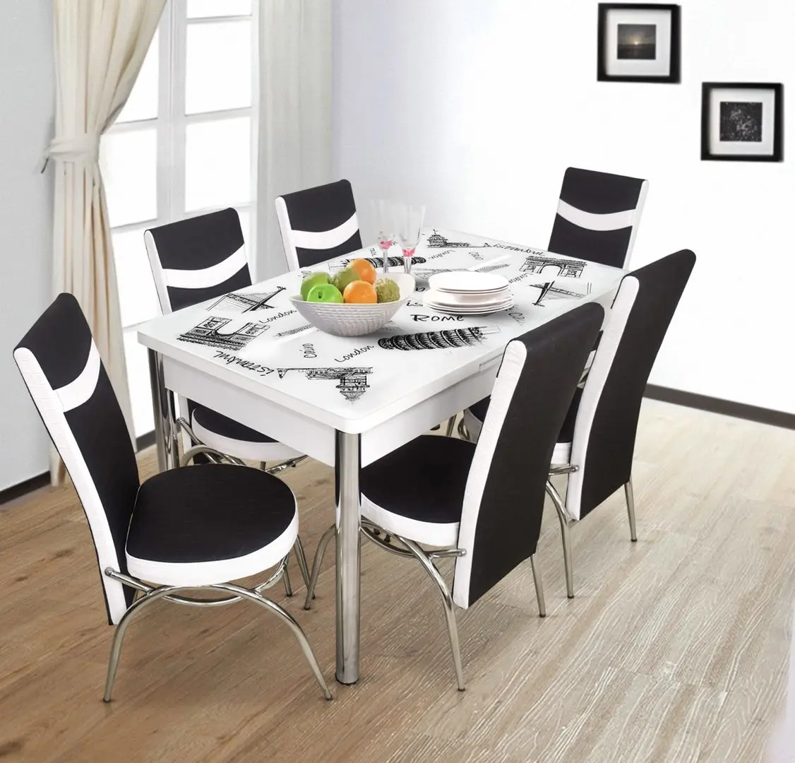 Обеденный набор VLM Kelebek II 0316 Merchan 1+6 (Black/White)