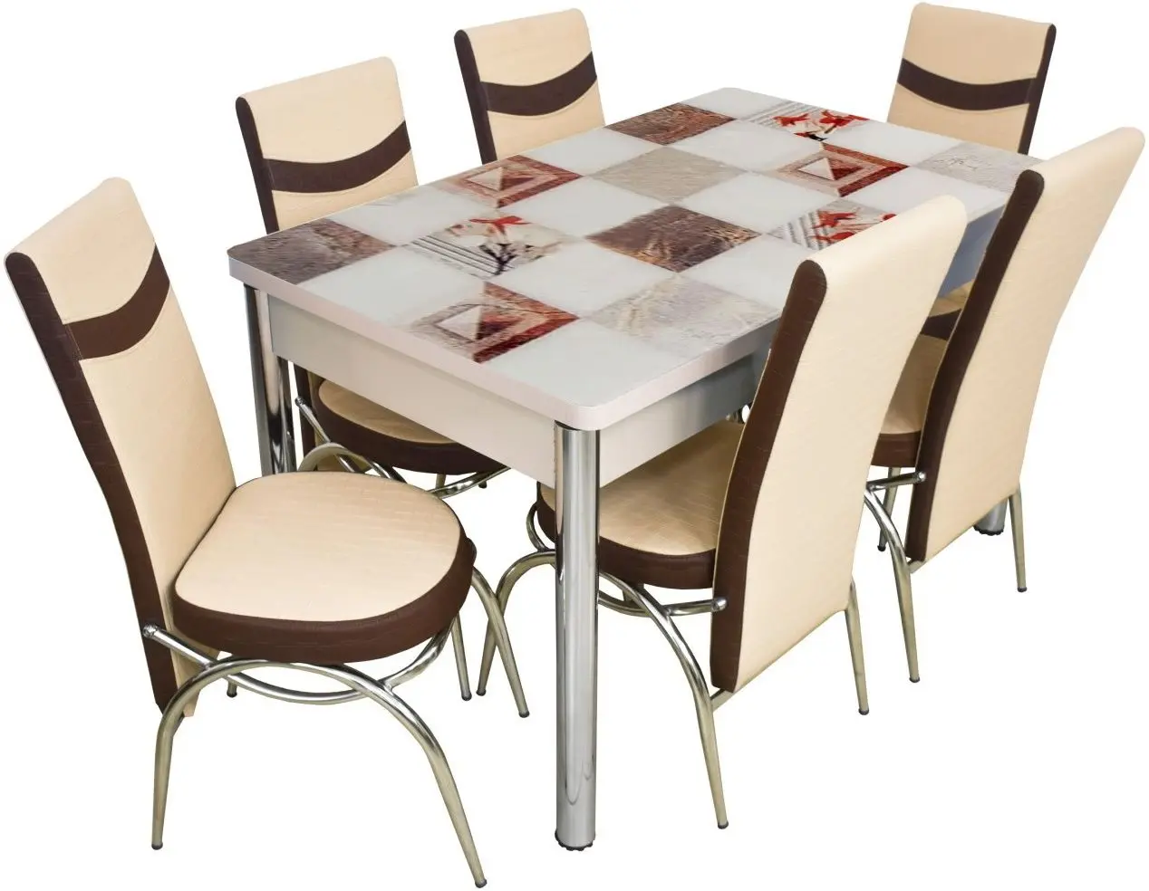 Set de sufragerie VLM Kelebek II 0391 Merchan 1+6 (Cappuccino/Brown) - 2