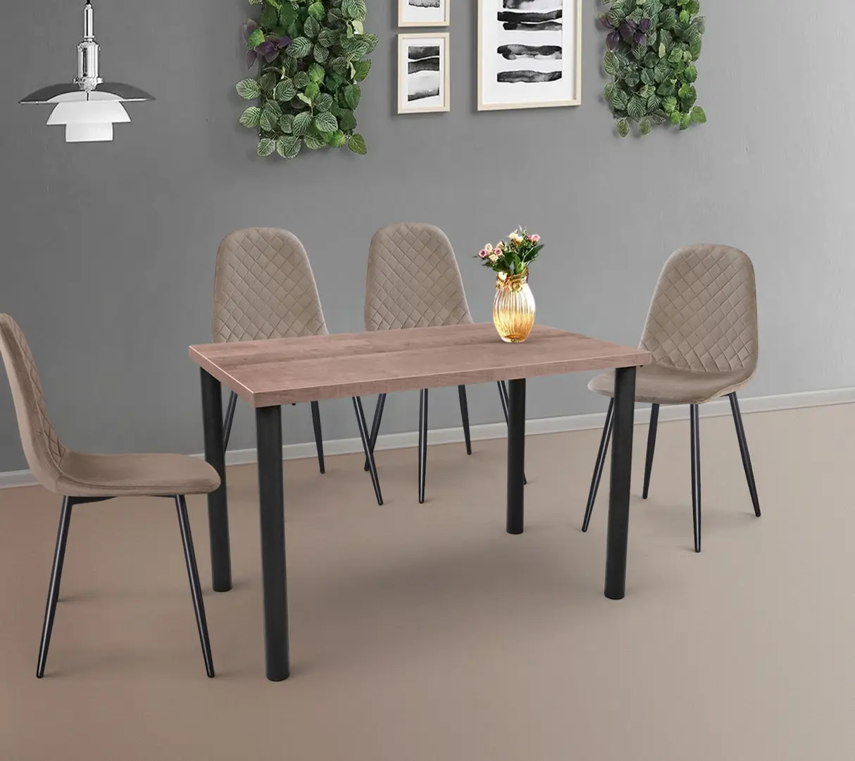 Обеденный набор DP Agata 115x68cm Brown/Black + Yasen DC 5010 Dark Brown/Black (1+4)