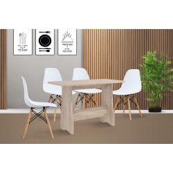 Set de sufragerie Fabrik Home Noroc №2 Sonoma Oak + Sunrise C-01 White/Beech (1+4)