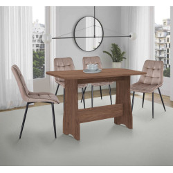 Set de sufragerie Fabrik Home Noroc №2 Stone Walnut + Yasen DC 6005 Dark Brown/Black (1+4)