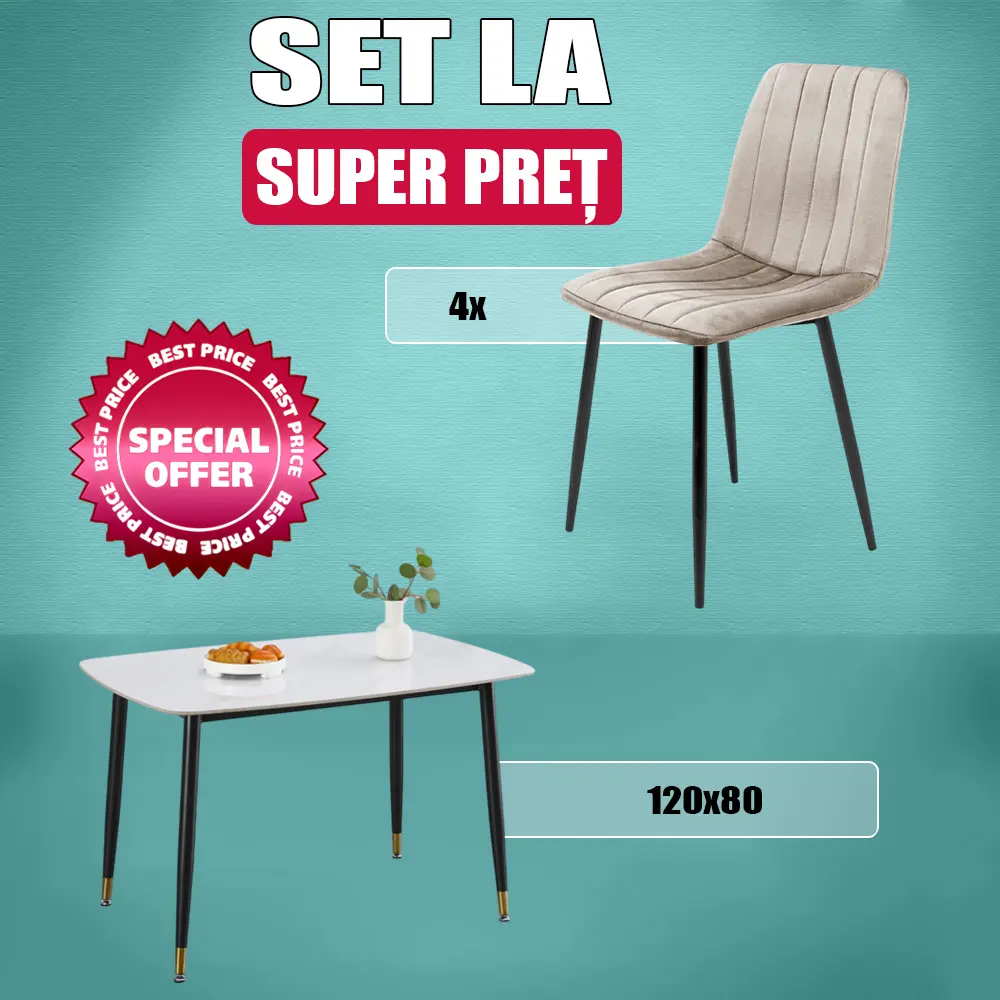 Set de sufragerie Yasen DT-9034 Black/Swarovski Crystal + С 2301 HLR-7 Light Coffee (1+4)