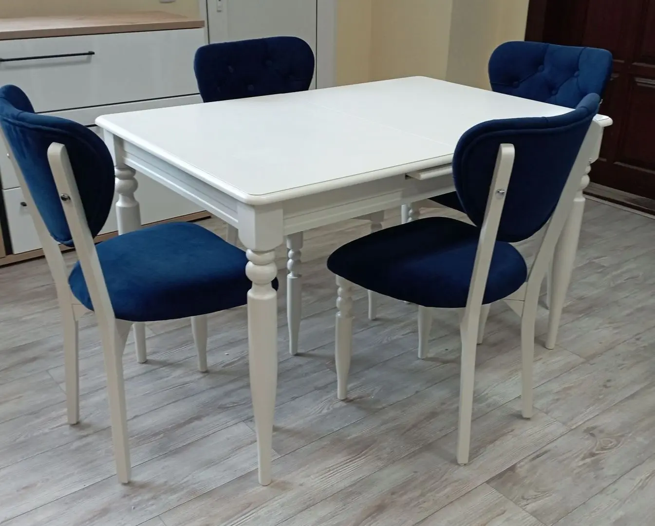 Set de sufragerie Yasen Lavinia 1+4 (White/Blue)