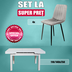 Set de sufragerie Yasen T1920 110/140x75cm White + С 2301 HLR-7 Light Coffee (1+4)