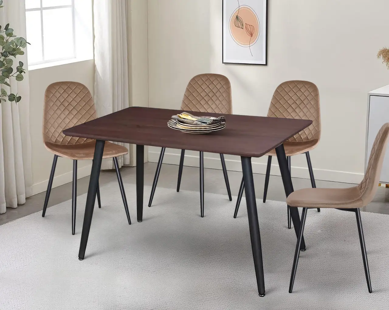 Set de sufragerie Yasen Т1921 Nut + DC 5010 Golden Brown/Black (1+4)