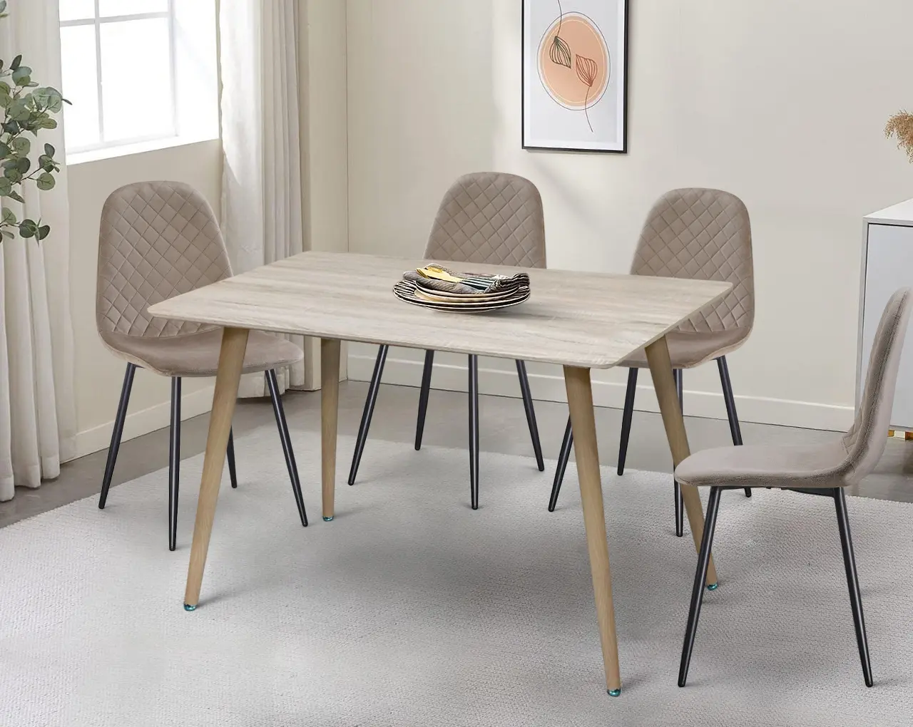 Обеденный набор Yasen Т1922 Light Oak + DC 5010 Dark Brown/Black (1+4)