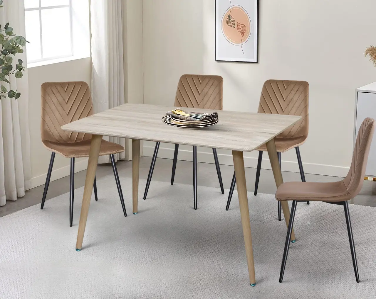 Set de sufragerie Yasen Т1922 Light Oak + DC 5012 S Golden Brown/Black (1+4)