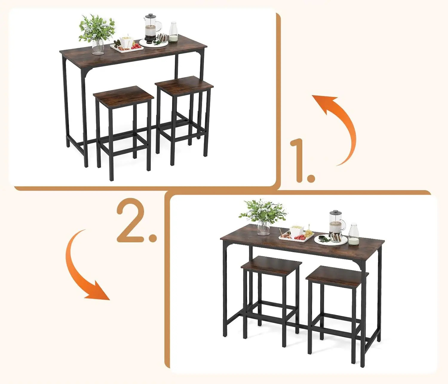 Set masa scaune Costway KC55795CF (Brown/Black)