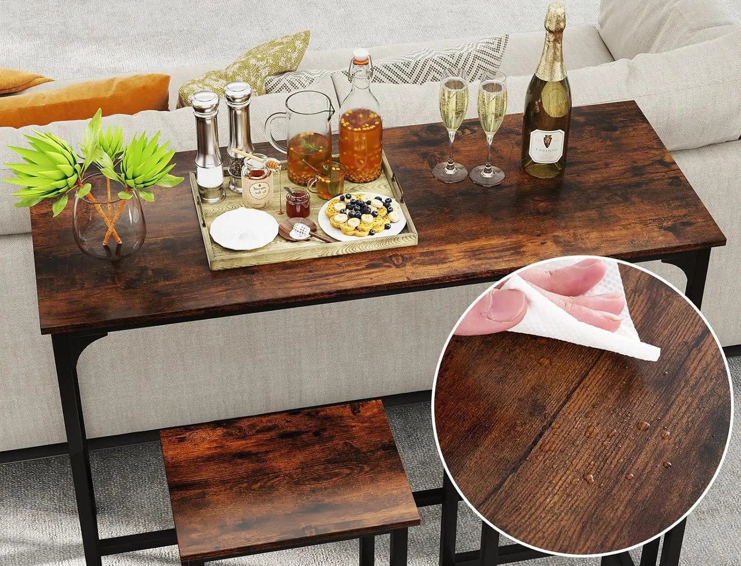 Set masa scaune Costway KC55795CF (Brown/Black)